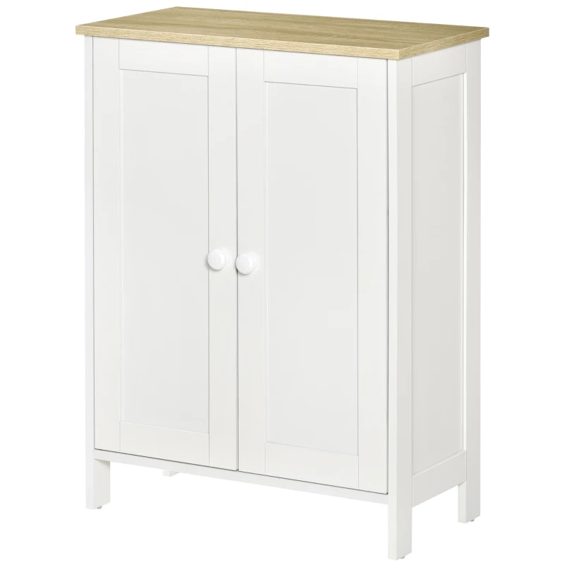HOMCOM Buffet Cabinet with Storage, Modern Bathroom Floor Cabinet, Sideboard Buffet with 2 Adjustable Shelves and 2 Doors for Kitchen, Living Room, Dining Room, White