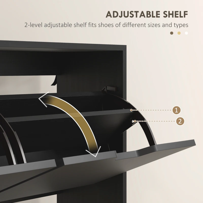 HOMCOM Shoe Storage Cabinet with 4 Flip Drawers and Adjustable Shelf, Shoe Cabinet for 8-16 Pairs of Shoes, Black