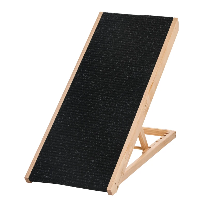 PawHut Elevated Dog Ramp for Bed, Foldable and Height Adjustable Pet Ramp for Cats with Non-Slip Finish, Pine 35.5" L x 16" W x 24" H, Black