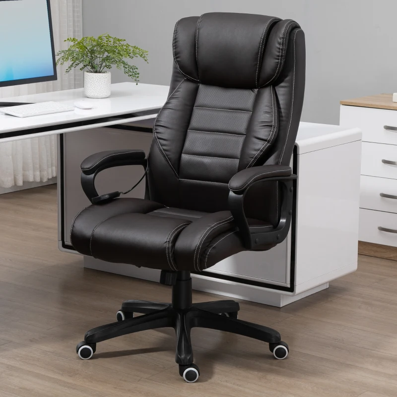 Vinsetto Ergonomic Massage Office Chair, High Back Executive Desk Chair with 6-Point Vibration, Adjustable Height, Swivel Seat and Rocking Function, Brown
