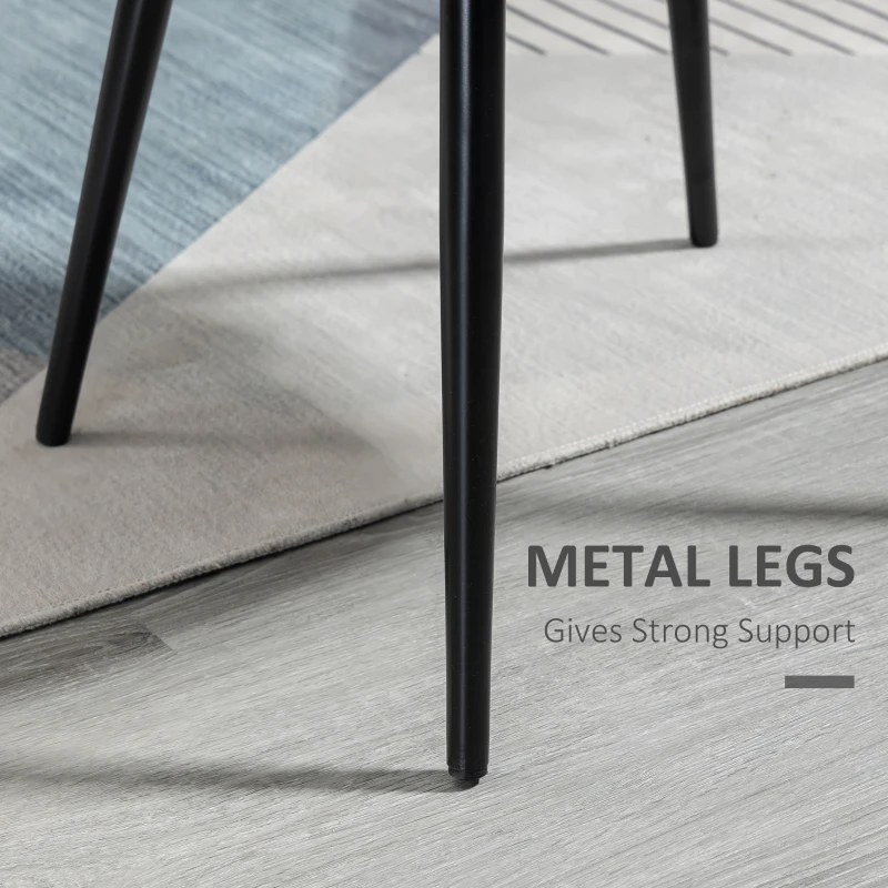 HOMCOM Set of 2 Mid-Back Dining Chair, Mid-Back Velvet-touch Upholstery Kitchen Chair for Living Room Dining Room, Black