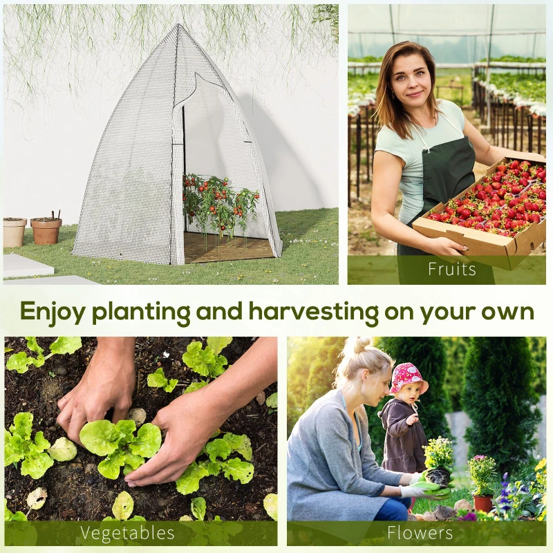Outsunny 63" x 54" x 71" Greenhouse Portable Hot House for Plants with Zipper Door and Mesh Window for Outdoor, Garden, Patio, White
