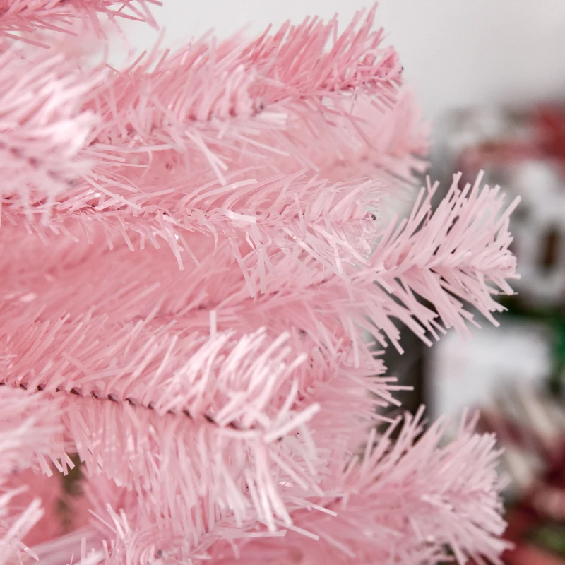 HOMCOM 6FT Pop-up Artificial Christmas Tree Holiday Xmas Holiday Pencil Tree Decoration with Automatic Open for Home Party, Pink