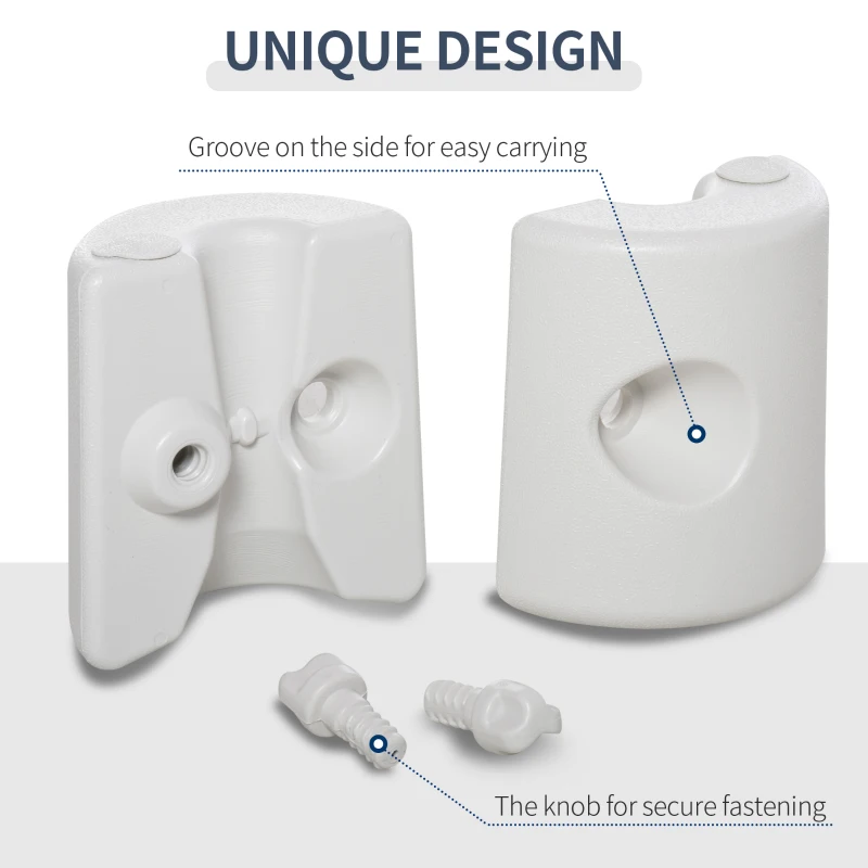 Outsunny 4pcs Outdoor Canopy Tent Leg Weight Base Plate Anchors Marquee Water Sand Filled Plastic White