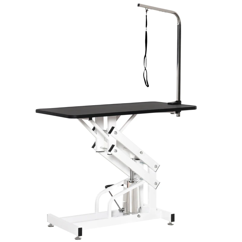 PawHut Pet Grooming Table, Height Adjustable Dog Grooming Table with Arm, Noose and Non-Slip Grooming Table, Black