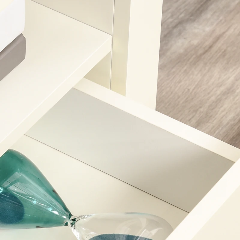 HOMCOM Corner TV Stand Up To 50", Entertainment Center TV Console Table with Drawers and Open Storage Compartment for Living Room, White