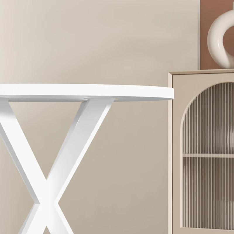 HOMCOM 29" Dining Table, Contemporary Round Kitchen Table with Steel Legs, White