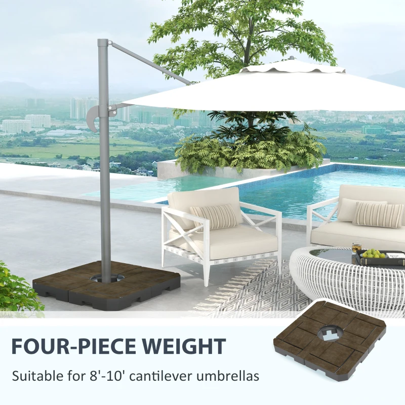 Outsunny Offset Umbrella Base Weight Set, Fillable Outdoor Umbrella Weights, 175 lb. with Water or 230 lb. with Sand, Brown