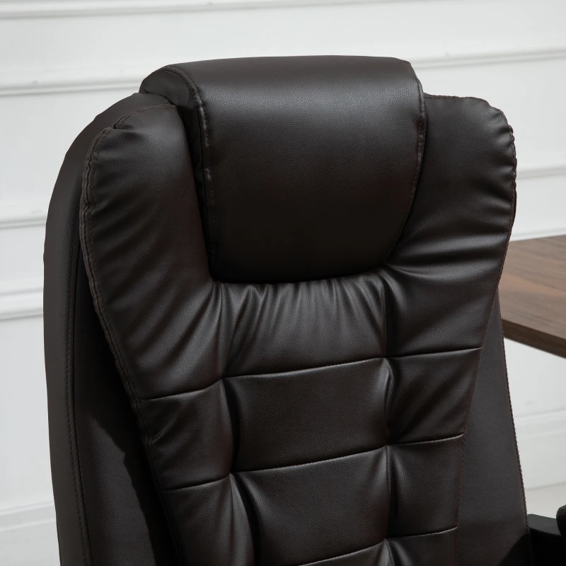 Vinsetto 7-Point Vibrating Massage Chair, Reclining Office Chair with Footrest, Reclining Back, Adjustable Height, Brown