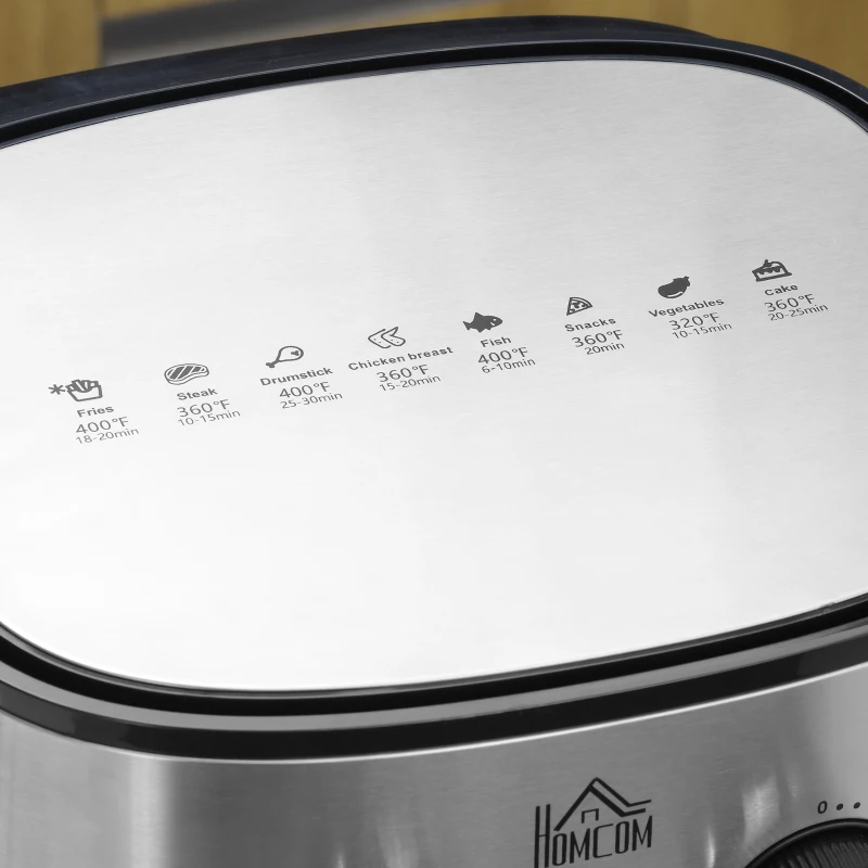 HOMCOM Air Fryer, 1700W 6.9 Quart Air Fryer Oven with 360° Air Circulation, Adjustable Temperature, Timer and Nonstick Basket for Oil Less or Low Fat Cooking
