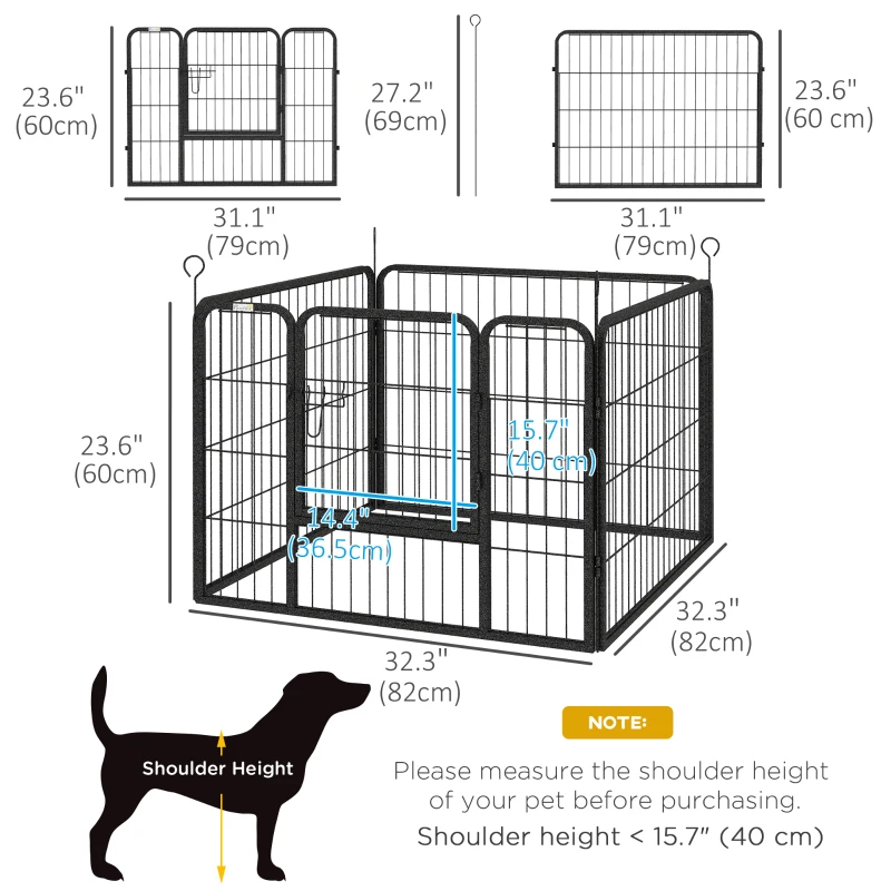 PawHut Metal Pet Playpen with Gate Indoor Outdoor for Small Animal