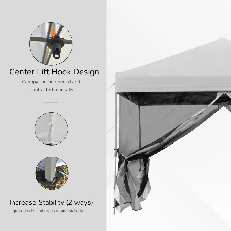 Outsunny 10' x 10' Pop-Up Canopy Tent Outdoor Party Tent, 3-Level Adjustable Height, Silver