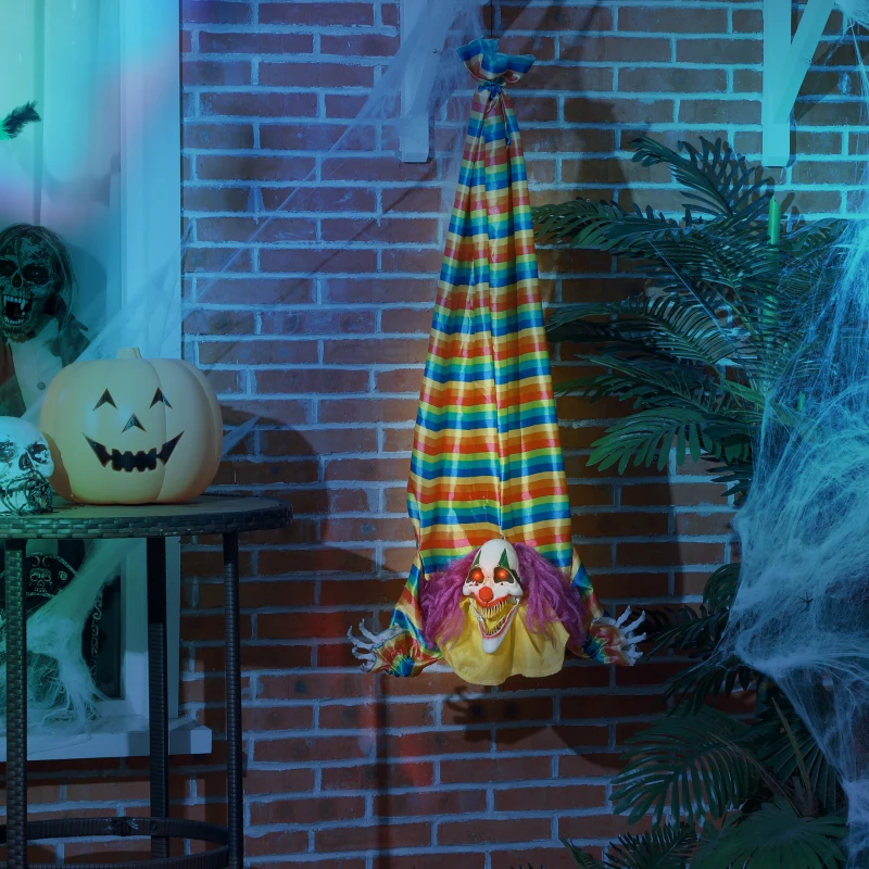 HOMCOM Hanging Clown Corpse Halloween Animatronic, Sound Activated