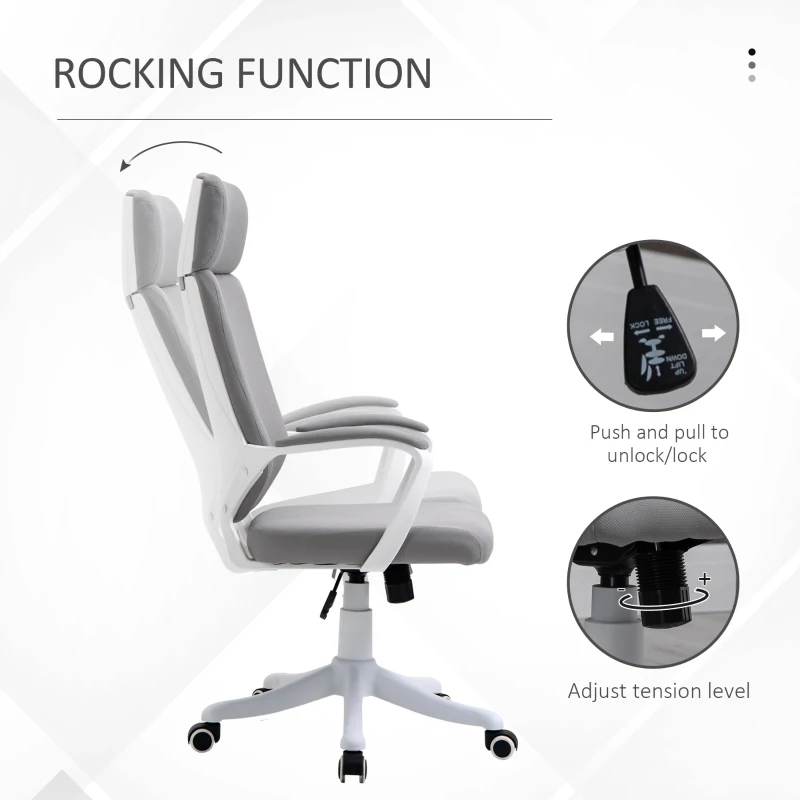 Vinsetto Ergonomic Home Office Chair High Back Computer Desk Chair with Lumbar Back Support, Padded Armrests, Adjustable Height, Grey