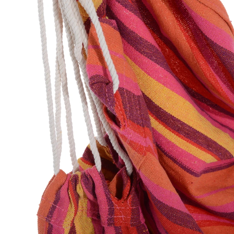 Outsunny Patio Hanging Hammock Chair, Porch Camping Hammock Swing Seat with Spreader Bar for Outdoor Garden Yard (Yellow, Red, Brown, Cotton)