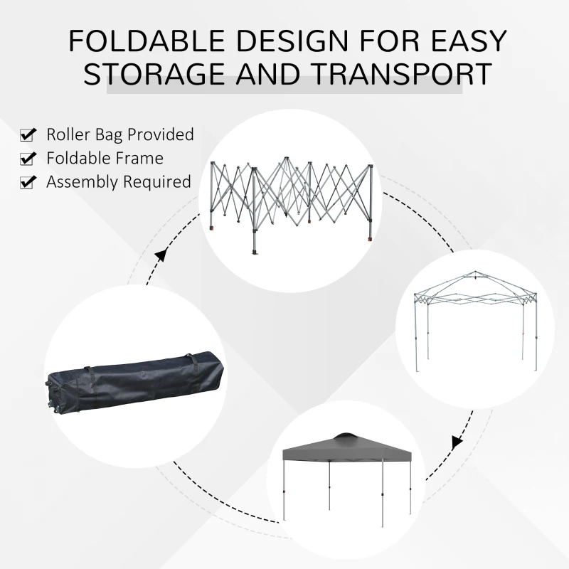 Outsunny 10' x 10' Pop Up Canopy Tent with Airy Top Vents and Wheeled Carry Bag for Outdoor, Garden, Patio, Dark Grey