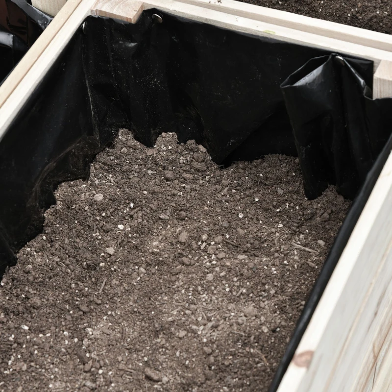 Outsunny 4PCS Raised Garden Bed With Legs, Wooden Elevated Planter Box Kit with Bed Liner, DIY Shape, for Flowers Vegetables Backyard Patio Balcony, 110lb Capacity