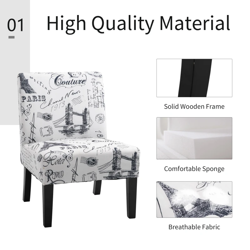 HOMCOM Comfortable Stable Modern Dining Chair In Hand-Painted Style for Dining Room and Bedroom