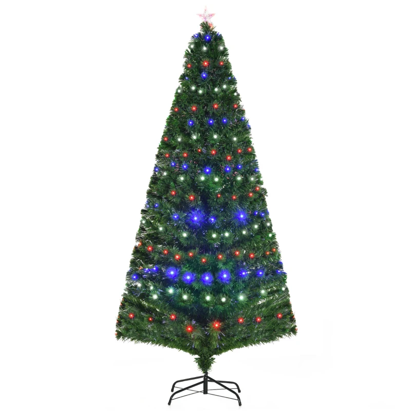 HOMCOM 7' Pre-lit LED Optical Fiber Christmas Tree Artificial Home Décor