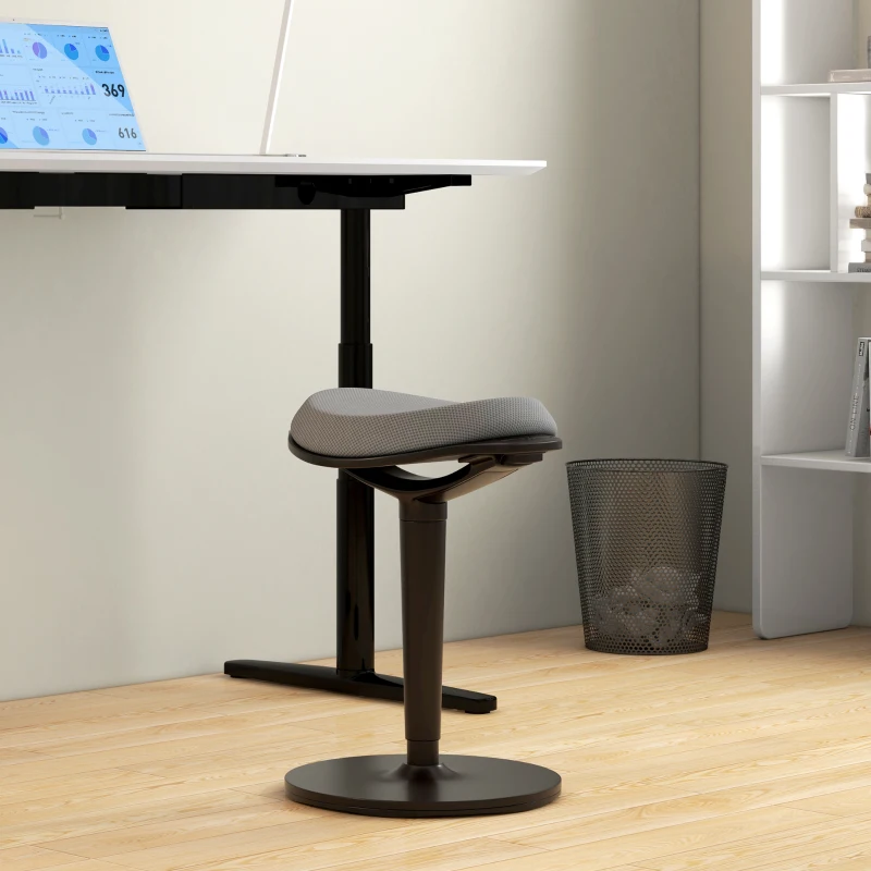 HOMCOM Standing Desk Stool, Ergonomic Wobble Chair, Adjustable Leaning Stool for Office Desks, with Rocking Motion, Gray