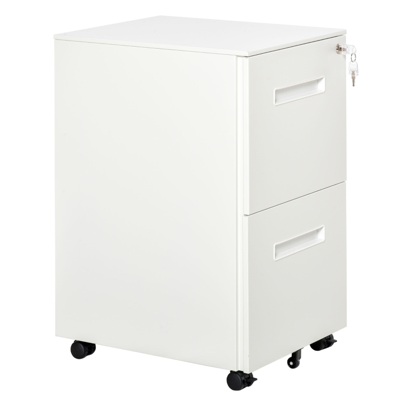 Vinsetto File Cabinet, Vertical Filing Cabinet with Adjustable Partition for A4 Letter Size, Lockable for Office, White