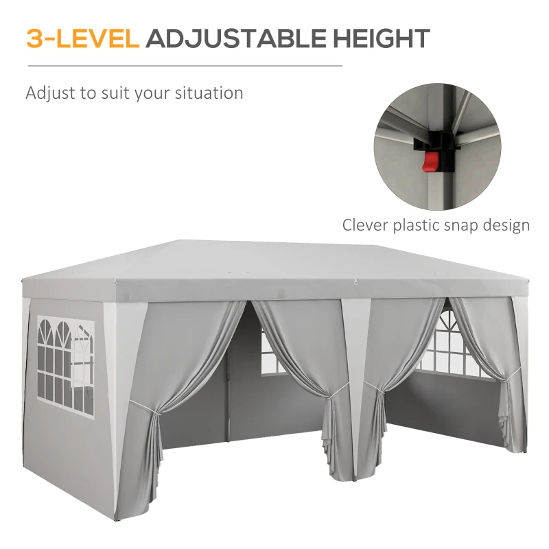 Outsunny 19 x 10' Pop Up Canopy with Removable Sidewalls, Windows, Height Adjustable Ez Up Canopy for Outdoor Events, Party, Gray