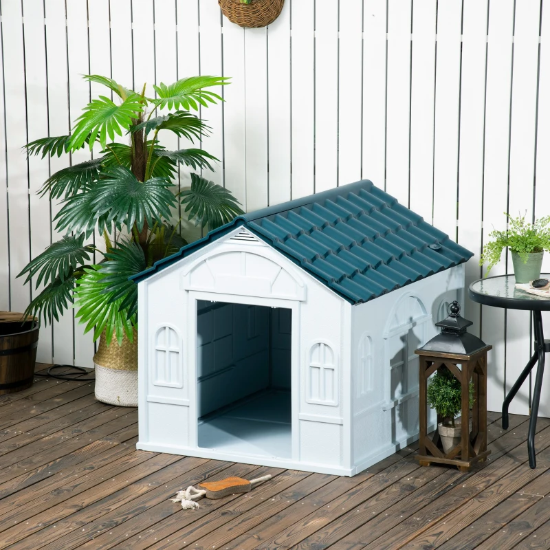 PawHut Pet House Water Resistant Puppy Shelter with Door for Indoor Outdoor, Easy to Assemble, for Large Dogs, Blue