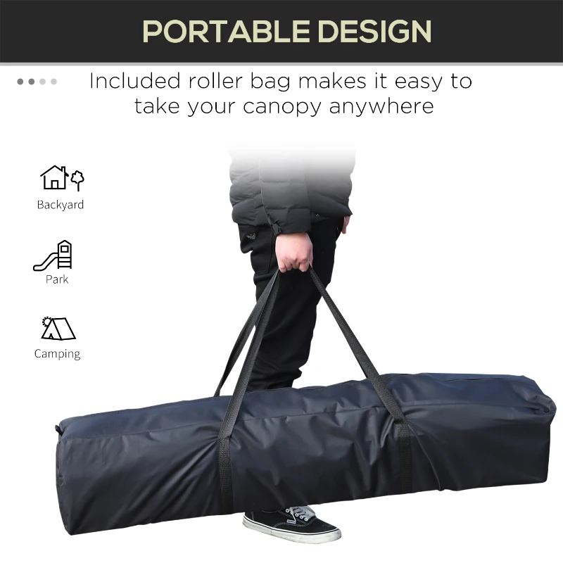 Outsunny 10' x 19' Pop Up Canopy with Easy Up Steel Frame, 3-Level Adjustable Height and Carrying Bag, Sun Shade Event Party Tent for Patio, Backyard, Garden, Brown