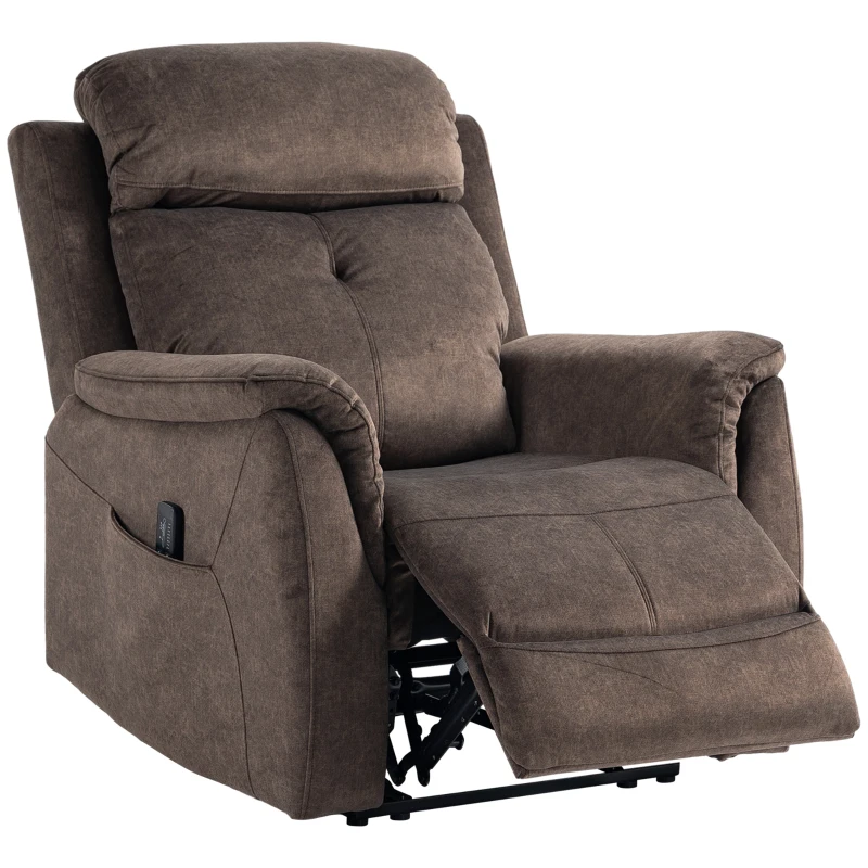 HOMCOM Manual Recliner Chair with Vibration Massage, Reclining Chair for Living Room with Side Pockets, Brown