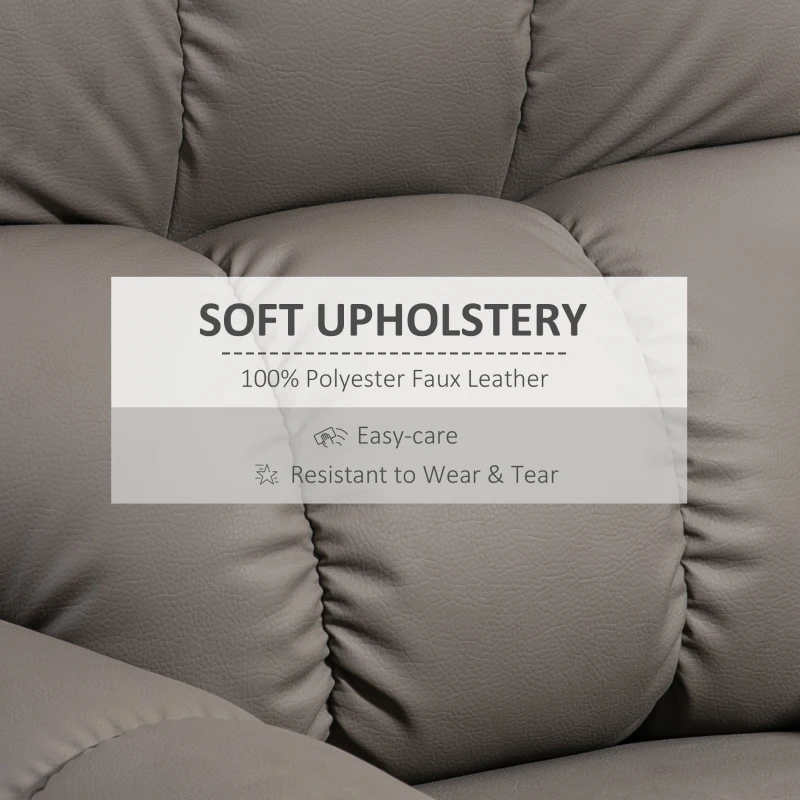 HOMCOM Rocker Recliner Chair with Overstuffed Back and Seat, Faux Leather Manual Reclining Chair with Footrest and 360 Swivel Rotation Base for Living Room, Brown