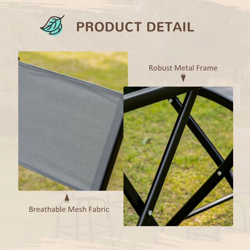 Outsunny 3-Piece Outdoor Patio Dining Set, Folding Garden Bistro Set with Glass Table Top, 2 Folding Chairs, Steel Frame, and Mesh Fabric, Gray