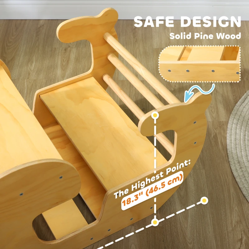 Qaba 2 in 1 Wooden Toddler Climbing Toy Indoor, Kids Table and Chair Set