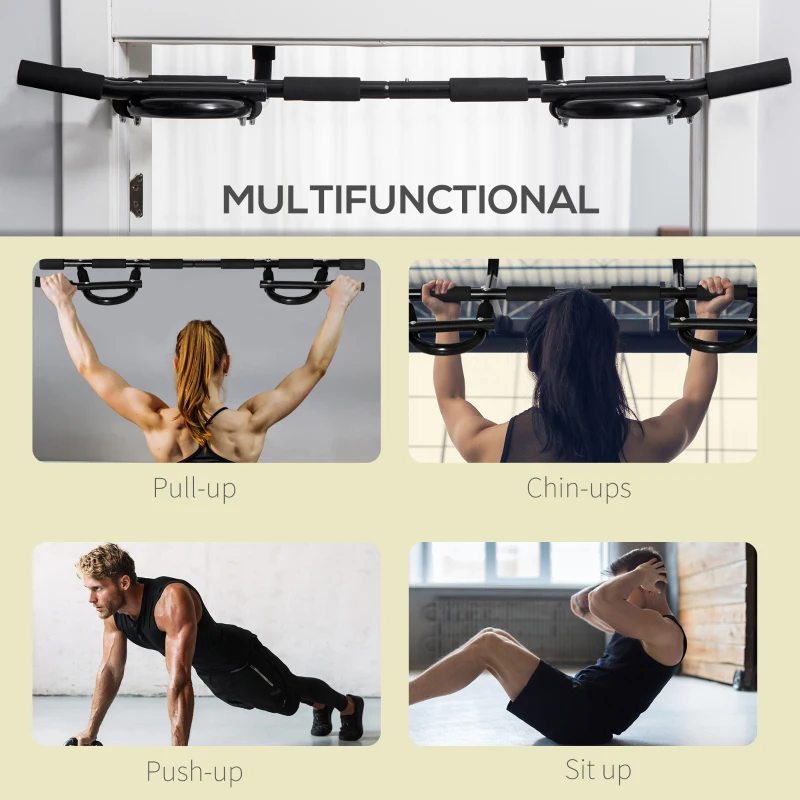 Soozier Doorway Pull Up Bar, Multifunctional Chin Up Bar, Door Exercise Equipment for Home Gym