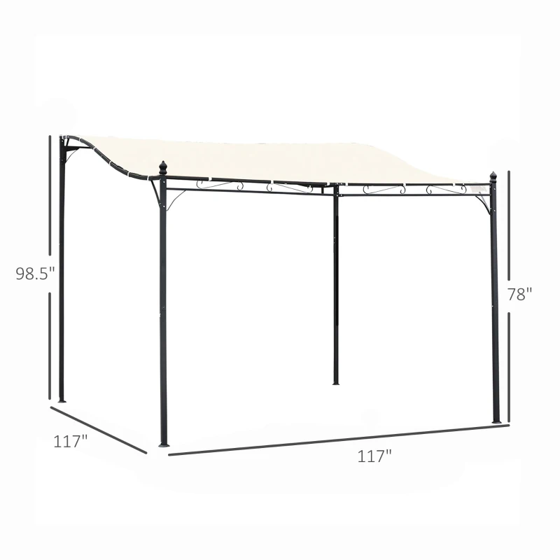 Outsunny 10' x 10' Steel Outdoor Pergola Gazebo, Patio Canopy with Weather-Resistant Fabric and Drainage Holes for Backyard, Deck, Garden, Cream White