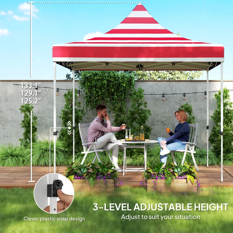 Outsunny 10' x 10' Heavy Duty Pop Up Canopy Tent with Sidewall, UPF50+ Instant Sun Shelter with Storage Pockets, American Flag