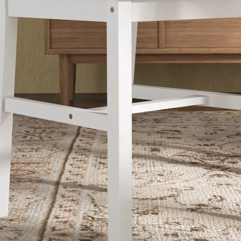 HOMCOM Farmhouse Wooden Dining Chairs Set of 4 with Cross Back, White