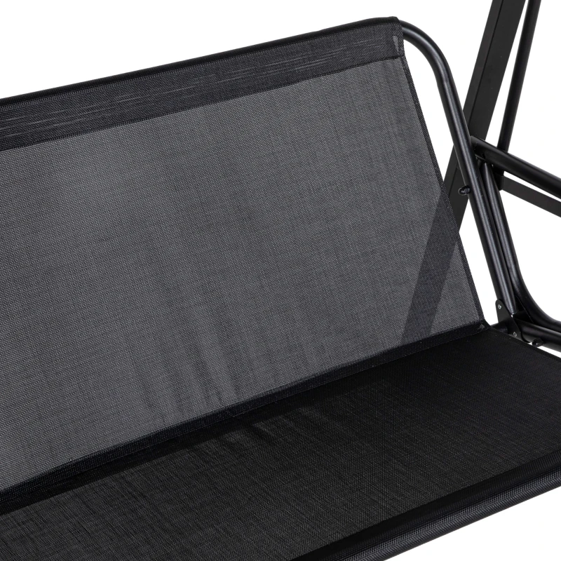 Outsunny 2-Seater Outdoor Porch Swing with Adjustable Canopy, Patio Swing Chair for Garden, Poolside, Backyard, Black