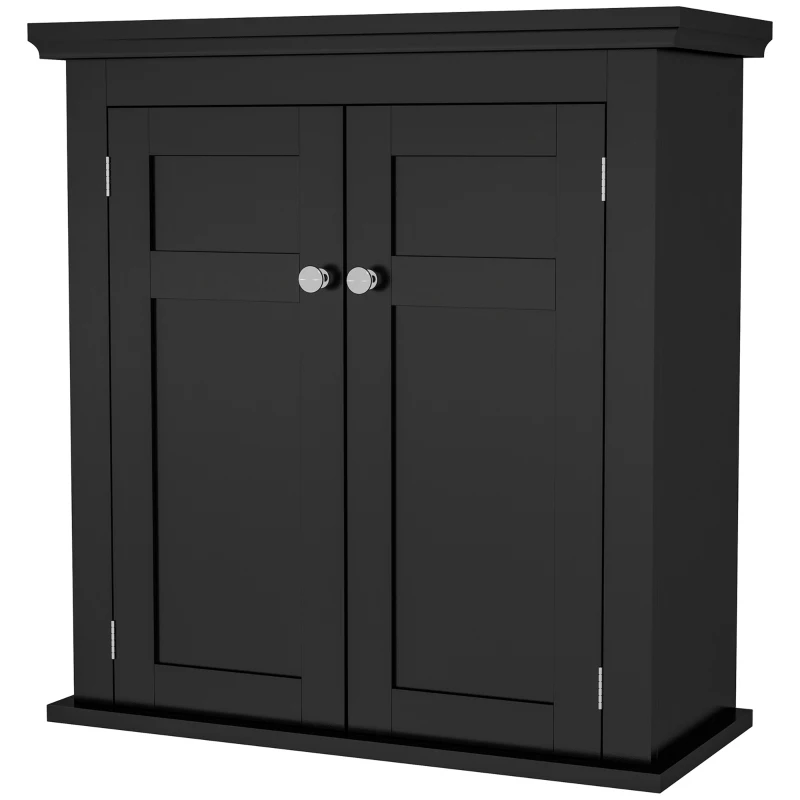 kleankin Bathroom Cabinet, Medicine Cabinet, Over Toilet Storage Cabinet with Adjustable Shelves for Entryway, Black