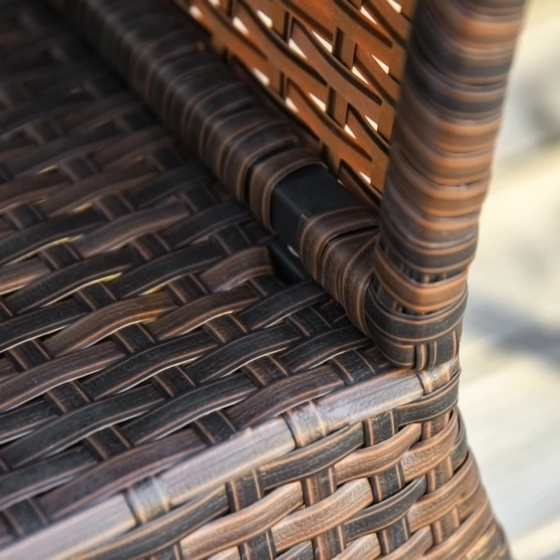 Outsunny Rattan Wicker Side Table, 21.3" Square Outdoor End Table with Umbrella Hole 2-Tier Storage for Patio Garden Mixed Brown