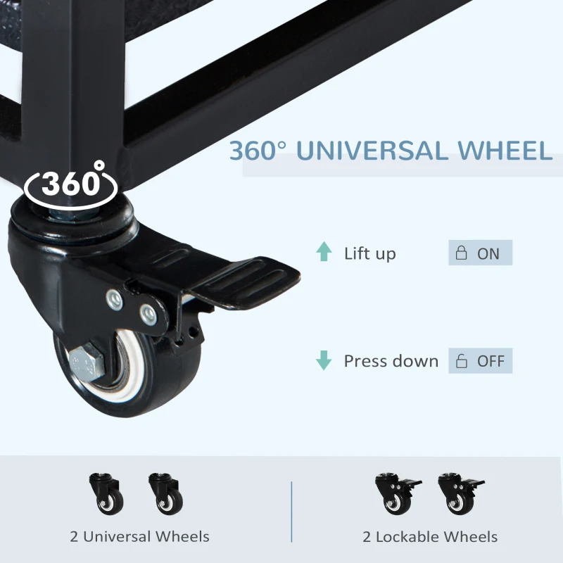 PawHut 43" Heavy Duty Dog Crate with Removable Tray, Lockable Wheels and Double Door, for Large and Extra Large Dogs, Black
