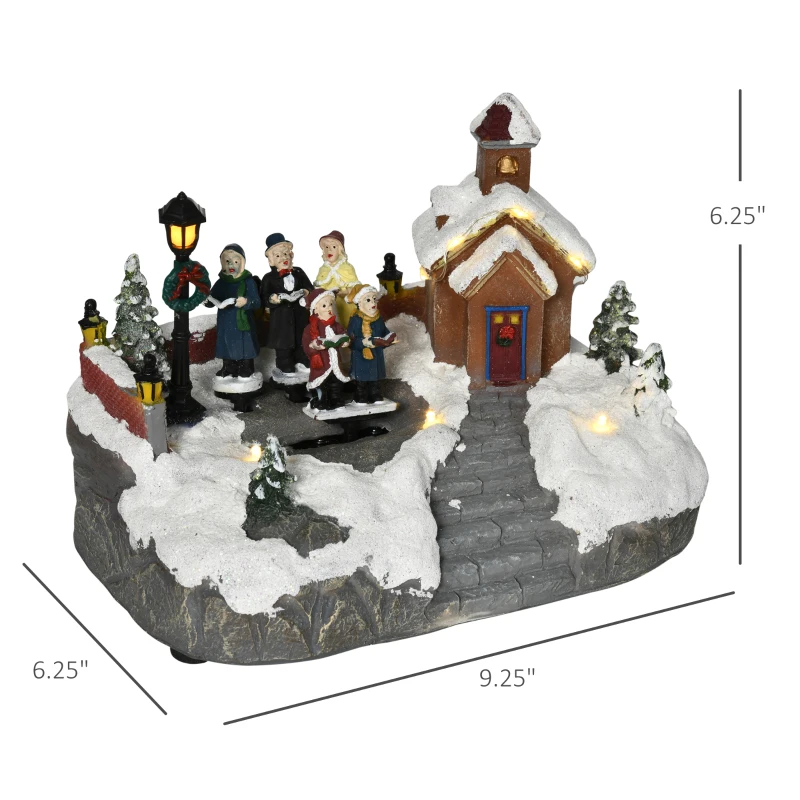 HOMCOM Christmas Village, Choir Animated Winter Wonderland Set with Multicolored LED Light, Battery Operated Christmas Decoration
