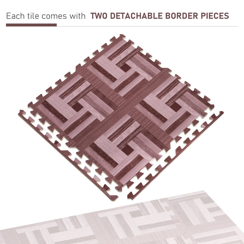 HOMCOM Soft Wood Grain EVA Foam Interlocking Floor Mats 72 Square Feet Exercise Workout Mat Kid Play Mat 18pcs