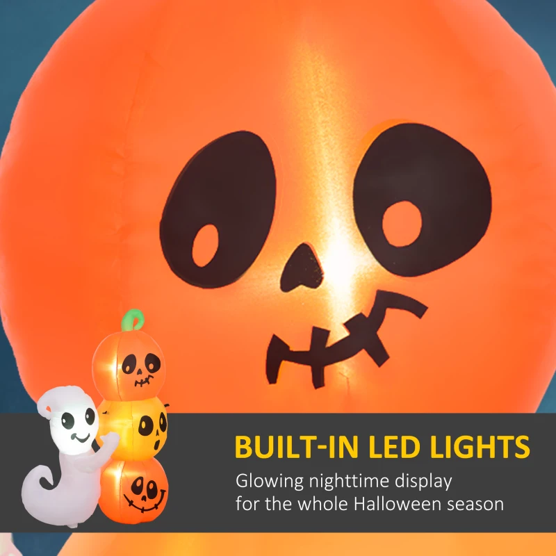 HOMCOM 5ft Inflatable Halloween Ghost and Pumpkin, Blow Up LED  Display for Garden Indoor Outdoor