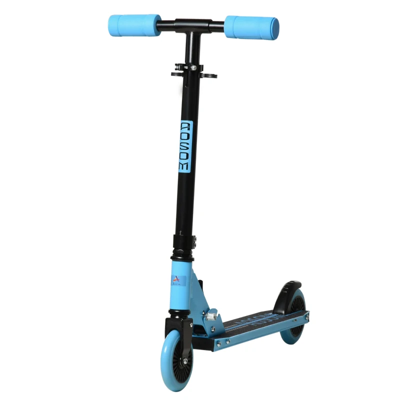 Aosom Aluminum Kids Kick Scooter Foldable Teens Ride On Toy with Adjustable Handlebar Rear Brake, Blue