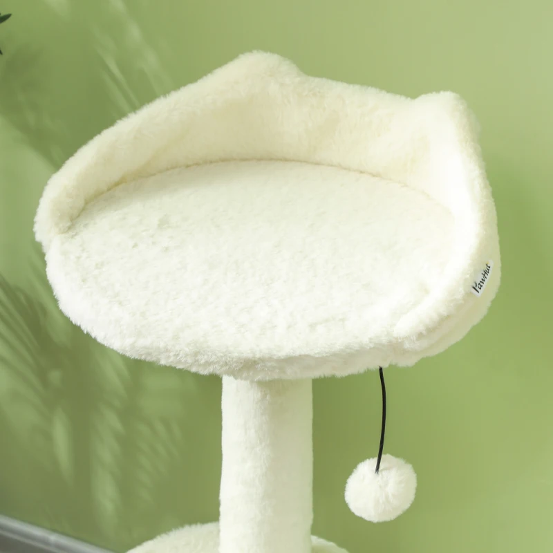 PawHut 31" Cat Tree Tower with Scratching Posts, Cat Condo, Beds, Platform and Toy Ball for Indoor Cats, Cream White