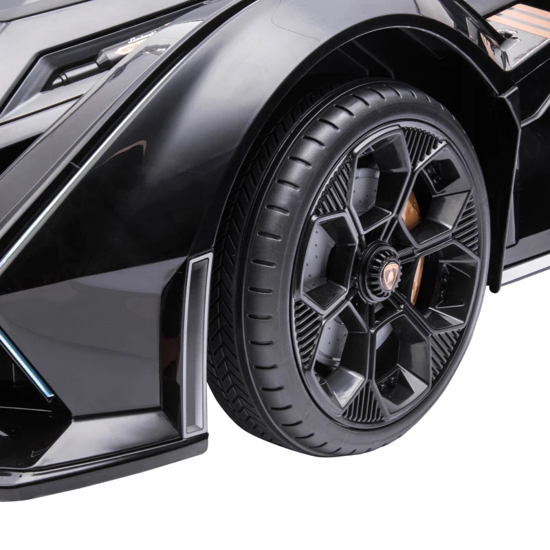 Aosom 12V Electric Ride-on Car, Licensed Lamborghini V12 Vision Gran Turismo Battery-Powered Ride-on Toy with Remote Control, Music, LED Lights, for 3-6 Year Old Boys and Girls, Black(m-9)