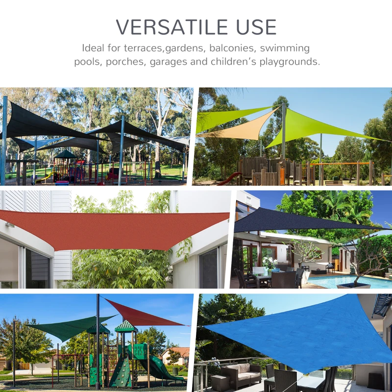 Outsunny 13' x 20' Sun Shade Sail Canopy Outdoor Shade Sail Cloth for Patio Deck Yard with D-Rings and Rope Included, Gray
