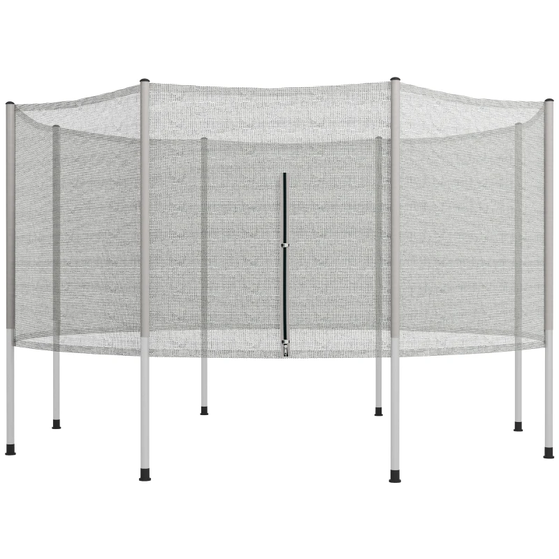 Soozier 14FT Enclosure Trampolining Bounce Safety Accessories Trampoline Net with 8 Poles, Grey
