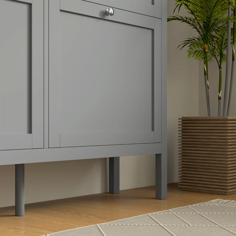 HOMCOM Entryway Shoe Storage Cabinet with 4 Flip Drawers, Adjustable Shelves, Narrow Shoe Cabinet for 20 Pairs of Shoes, Grey