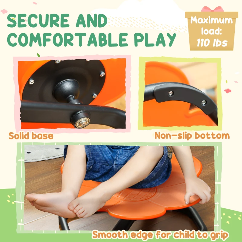 Qaba Sensory Spinning Chair for Autism, Kids, Training Body Balance & Coordination, Orange